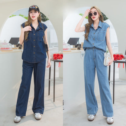 Ashleigh Top and Pants Denim Set