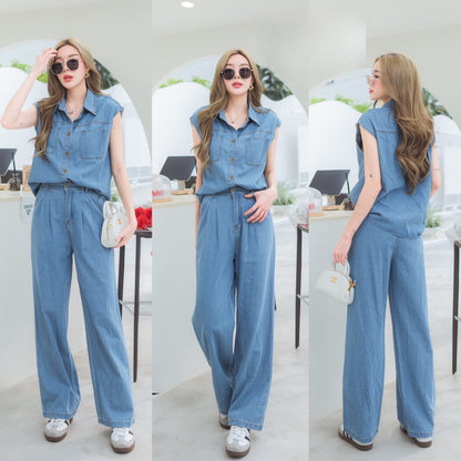 Ashleigh Top and Pants Denim Set